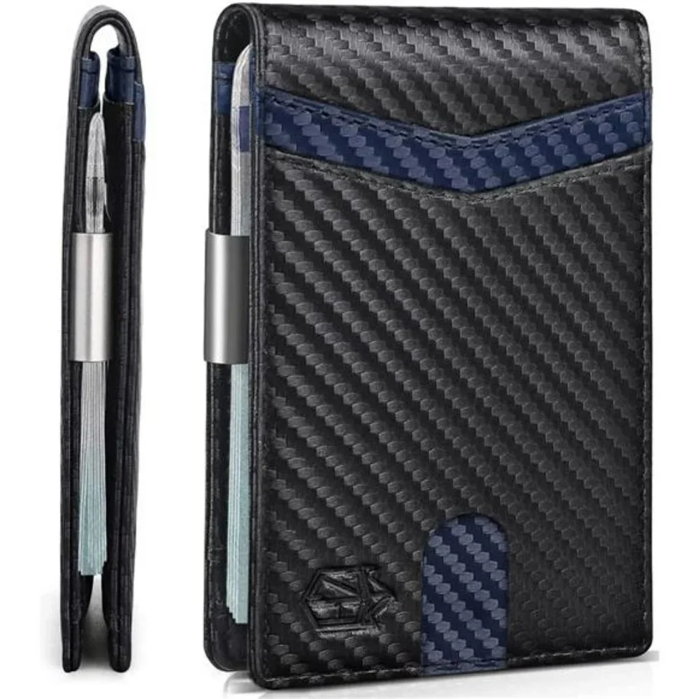 Black Wallet for Men Slim Money Clip Wallet RFID Blocking Men's Wallet  Bifold